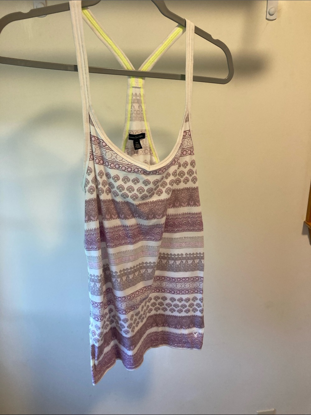 American Eagle Outfitters White and Mauve Striped Racerback Tank - Picture 6 of 9